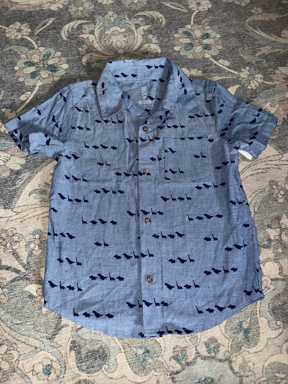 Boys Toddler Just One You by Carter's Chambray Shirt w/ Navy Dinosaur Print - 5T